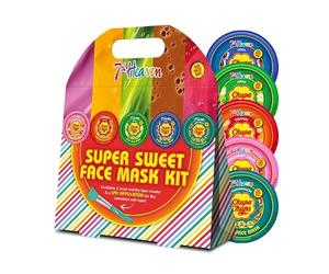7th Heaven x Chupa Chups Super Sweet Face Mask Kit with Applicator - 5 Fun Masks Including Strawberry Cream & Watermelon Jelly to Hydrate, Exfoliate and Refresh Skin