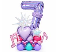 7th Kpop Birthday Balloons for Girls 40 In Purple Number Seven Decorations