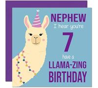 7th Nephew Llama Birthday Card - Llamazing - Funny Llama Nephews Birthday Card for 7 Year old Kids seven, seventh