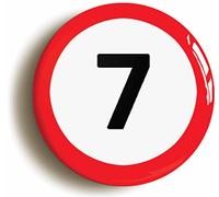 7TH SEVENTH BIRTHDAY MPH ROAD SIGN BADGE BUTTON PIN (Size is 2inch/50mm diameter)