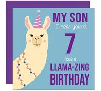 7th Sons Llama Birthday Card for Son - Llamazing - Funny Llama Birthday Card for 7 Year old Kids seven, seventh