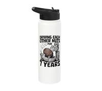 7th Wedding Anniversary 7 Years Driving Each Other Nuts Stainless Steel Insulated Water Bottle