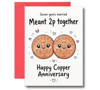 7th Wedding Anniversary Card For Husband Wife Funny Copper Celebration 2p Together Greeting A129