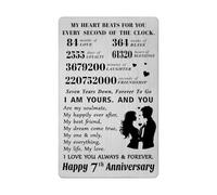 7th Wedding Anniversary Card Gifts - 7 Year Happy Anniversary Romantic Gifts for Him Her - 7th Year Anniversary Wallet Card Presents for Husband Men