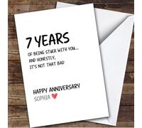 7th Wedding Anniversary Card Personalised Years Of Being Stuck With You | Custom Card Personalised Cards, For Husband, For Wife, Him, Her, Anniversary, 7th