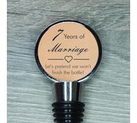 7th Wedding Anniversary Engraved Copper Bottle Stopper, 7 Years Married (Let's Pretend We Won't Finish The Bottle)