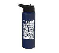 7th Wedding Anniversary Month Days Minutes 7 Years Married Stainless Steel Insulated Water Bottle