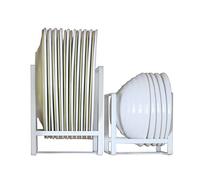 7U Plate Holders Organizer Upright Metal Dish Storage Dying Rack for Kitchen Counter Cabinet Cupboard Camper - White