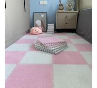 7UIYgtyO LNNNW Plush interlocking carpet Mat 30 Foam Interlocking Floor Mats, Interlocking Square Rugs, Plush Foam Carpet Blocks, Square Puzzle Interlocking Mats(Pink+white)