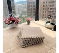 7UIYgtyO LNNNW Plush interlocking carpet Mat BESSX Foam Floor Mat, 6 Piece Plush Interlocking Carpet Pads, For Living Room, Bedroom, Home(Apricot)