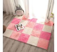 7UIYgtyO LNNNW Plush interlocking carpet Mat Interlocking Rugs, Soft Squares, Foam Plush Patchwork Rugs, Non-slip Washable, Climbing Mats(White+pink+rose Red,12pcs)