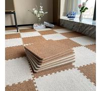 7UIYgtyO LNNNW Plush interlocking carpet Mat Square Plush Interlocking Rug Mat, 18PCS, Foam Non-Slip Textured Floor Tile Mat, Easy To Piece Together, Climbing Puzzle Mat(Dark Coffee+Light Coffee)