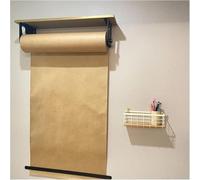 7UIYgtyO LNNW Kraft Paper Roll Display Wall Mounted craft paper roll holder, Paper Dispenser Cutter Black with 50m Kraftpaper Roll, Note Paper Holder for Office Coffee Shop(67cm/26.4in Wide)