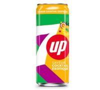 7UP Saveur Exotique Cocktail Drink Slim Cans (24x330ml) Refreshing Summer Flavours - Alcohol Free, Use As Mixers