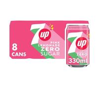 7UP Zero Pink Lemonade, 330ml can (Pack of 8)