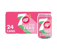 7UP Zero Pink Lemonade, Lime & Raspberry Drink (24 x 330ml Cans, Pink Lemonade)