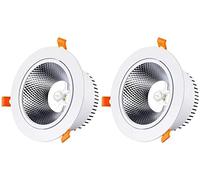 7W Downlight, Recessed Spotlight, Warm White 3000k Ceiling Light, Fireproof Energy-Saving Lamp for Bathroom, Kitchen, Wall Washer, Indoor Adjustable Decorative Spotlight 2 Packs Fittings
