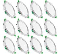 7W LED Recessed Ceiling Light, Dimmable 230V Downlights Ultra Slim 90-100mm Cutout, CCT Selectable Warm White 3000K Neutral White 4000K Cool White 6500K, LED Spotlights for Bathroom Kitchen, 12 Pack