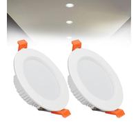 7W LED Recessed Ceiling Spotlights, 6000K Cold White Ultra Slim Panel Light, Cut Φ80-90mm, AC110-240V Round Downlights for Living Room Office, 2 Pack