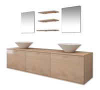 7x Bathroom Furniture&Basin Set Mirror Shelf Beige/Black Multi Models vidaXL