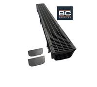 7X Clark Drain A15 Drainage Channel 1M X 127mm X 80mm Deep Plastic Linear Channel Drain With Grating With 2X End Caps