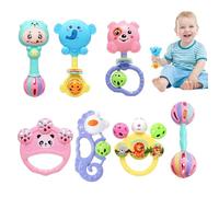 7X Grab Teething Shaker Rattle Set, Sensory Development Music Toy for Babies, Early Learning Teether Toys for Toddler Boys Girls, Preschool Kids Playtime, Teething Safe Materials for Comfort