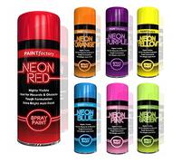 7x Neon Spray Paint Aerosol DIY Graffiti Extra Bright Assorted Colours Paint Blue Green Orange Pink