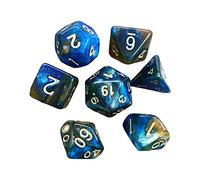 7x Polyhedral Dice Astrological Divination Dice Party Game Dice Game for Bar blue and Golden, blue Golden starry sky, 7 Pieces
