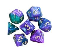 7x Polyhedral Dice Astrological Divination Dice Party Game Dice Game for Bar green and purple, Green Purple starry sky, 7 Pieces