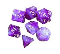 7x Polyhedral Dice Astrological Divination Dice Party Game Dice Game for Bar purple and white, Purple White starry sky, 7 Pieces