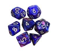 7x Polyhedral Dice Astrological Divination Dice Party Game Dice Game for Bar red and blue, red blue starry sky, 7 Pcs