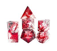 7x Polyhedral Dice Crystal RPG Blood Effect for Card Games RPG Dices Transparent Numbers