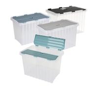 7x Wave Boxes 88L 60x45x45cm Lid Transparent Storage Toy Box