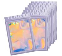 7x10cm 100 Grip Foil Ziplock Bags, Purple Small Clear Plastic Bags, Resealable Storage Pouches, Poly Zip Lock Bags, Perfect for Kitchen Storage, Jewellery, Diamond Painting, Small Cookies and Sweets