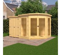 Shire Barclay With Side Shed 7x11 Corner Summerhouse 12mm Interlock Cladding