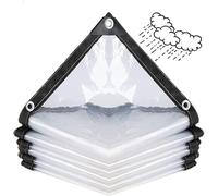 7x14 FT PVC Clear Waterproof Cover Tarp Foldable，Multi-Purpose Plastic Poly Tarps with Grommets and Reinforced Edges，Thick 0.3 MM
