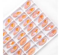 7x15mm Navette Mocha Rhinestones K9 Glass Fancy Rhinestones Pointback Crystal for DIY, Decor, Reiki, Collection, Crafts(Juicy Peach MI,9x18mm 10pcs)