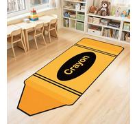 7x3 ft Crayon Classroom Rug Yellow Classroom Carpet Soft Floor Mat Non Slip Cushions Back to School Crayon Playroom Decor for First Day End of The Year Teacher Party Gift School Learning Playing Areas
