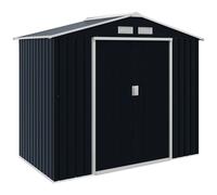 Outsunny 7 x 4ft Garden Shed Storage with Foundation Kit and Vents, Dark Grey