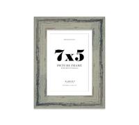 7x5" Distressed Green Picture Frame with 6x4" Mount - Rustic Photo Frame with Distressed Finish, Wall Hooks and Kickstand, 32mm Edge - 1 Pack
