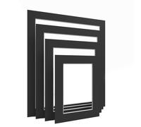 (7x5 for 5x4) Black Matt Mount Pack of 12 mounts for Picture Photo Frames Large Square all Sizes