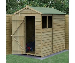 7x5 Forest 4Life Overlap Apex Wooden Shed - 7x5 Forest Overlap Shed - Pressure Treated - With Installation on customers prepared base
