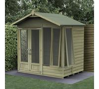 7x5 Forest Beckwood Shiplap Apex Summerhouse with Double Doors - 25yr Guarantee - 1 Front Opening and 1 Side Opening Window - Delivery Only