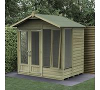 7x5 Forest Beckwood Shiplap Apex Summerhouse with Double Doors - 25yr Guarantee - 1 Front Opening Window - With Installation
