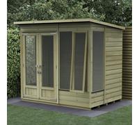 7x5 Forest Beckwood Shiplap Pent Summerhouse with Double Doors - 25yr Guarantee - 1 Front Opening Window - With Installation