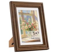 7x5 Photo Frame,7x5 Inch Walnut Wood Picture Frames Matted for 4×6 Inch Picture Frames with Premium Tempered Glass, Wall Mount or Tabletop Display