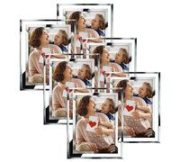 7x5 Photo Frames, Mirrored Glass Picture Frame 5 by 7 for Tabletop Display Horizontally or Vertically, 6 Pack