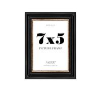 7x5 Picture Frame, Display 7x5 Pictures (17.8 x 12.7cm) - Black & Gold Vintage 42mm Edge Ideal for Home Gallery Display - 1 Pack