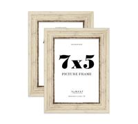 7x5 Picture Frame, Display 7x5 Pictures (17.8 x 12.7cm) - Distressed Cream Classic 42mm Edge Antique-Inspired Home Accessories - 2 Pack