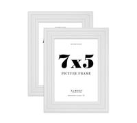 7x5 Picture Frame, Display 7x5 Pictures (17.8 x 12.7cm) - Ice White Rich-toned 42mm Edge Decorative Wall Display Frame - 2 Pack
